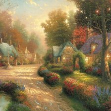 Схема вышивки «природа пейзаж дом»