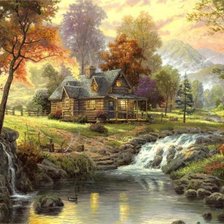 Схема вышивки «природа пейзаж дом»