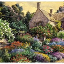 Схема вышивки «природа пейзаж дом»