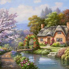 Схема вышивки «природа пейзаж дом»