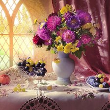 Схема вышивки «Букет у окна»