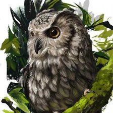 Схема вышивки «Сова на ветке»