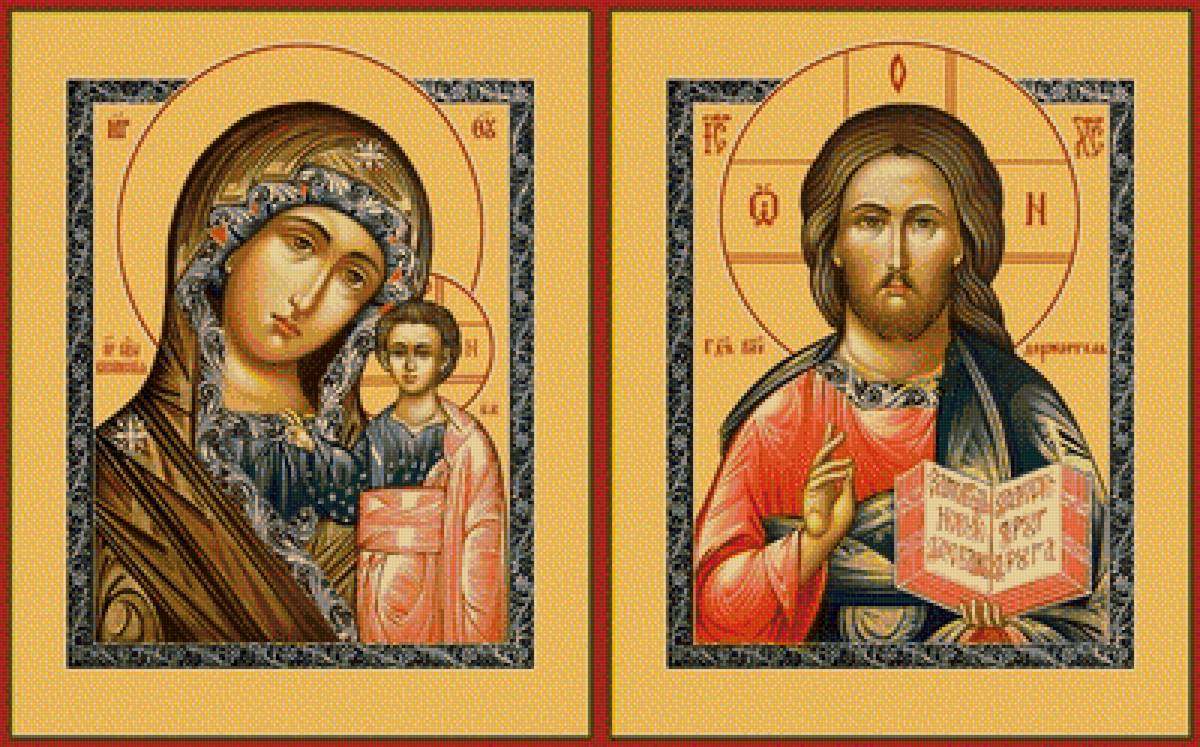 Венчальная пара - казанская богородица, святитель - предпросмотр