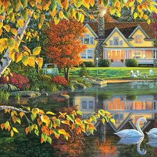 Схема вышивки «Дом у озера»