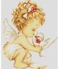 Схема вышивки «метрика Ангел с голубем»