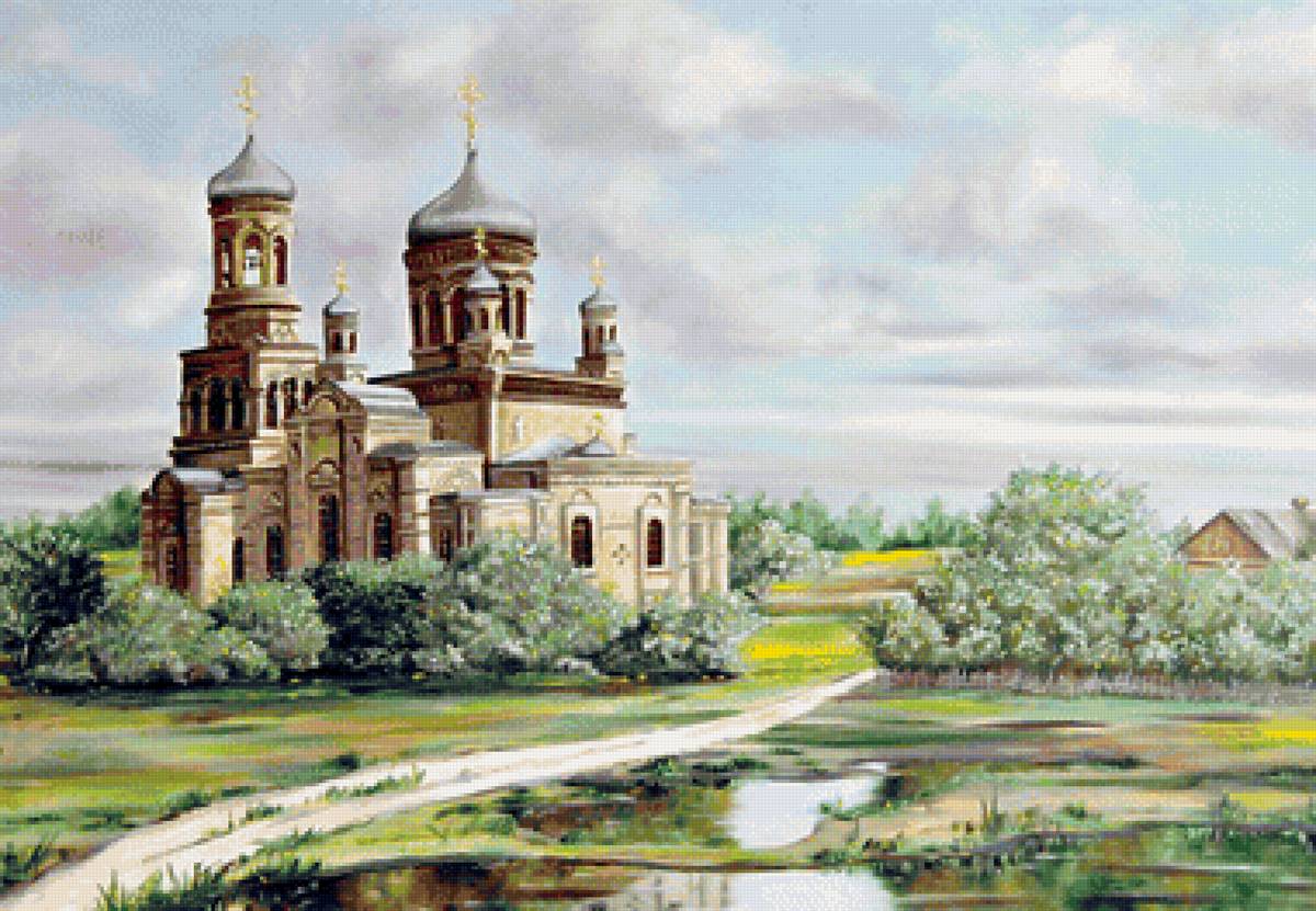 сельский храм - пейзаж, лето, село, природа, храм - предпросмотр