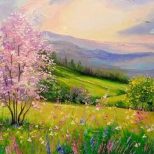 Схема вышивки «цветы пейзаж природа»