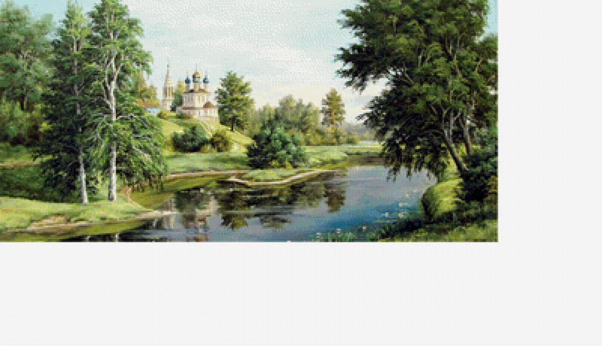 лето - пейзаж, летний день, лето, река, лес, храм - предпросмотр