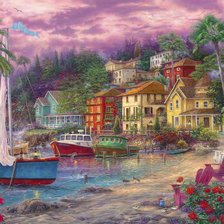 Схема вышивки «Город у побережья»