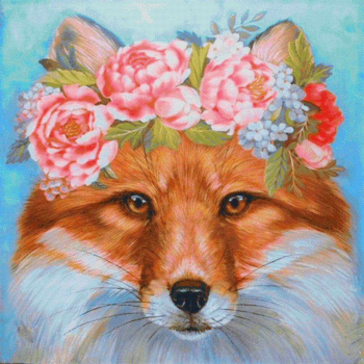 Лисичка - лиса, рисунок, животные, цветы, лисичка - предпросмотр