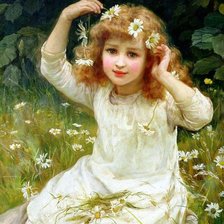 Схема вышивки «девочка с ромашками»