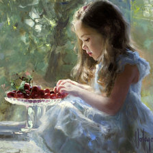 Схема вышивки «девочка с черешней»