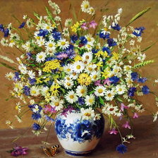 Схема вышивки «натюрморт с полевыми цветами»