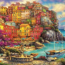 Схема вышивки «Город у побережья»