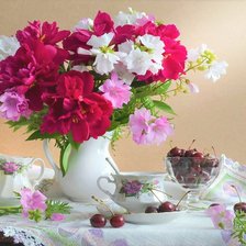 Схема вышивки «Цветы и вишни»