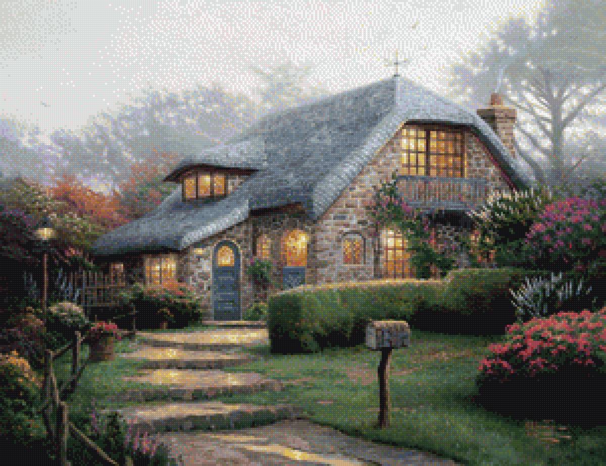 уютный домик - цветы, домик, пейзах, красота, уют - предпросмотр