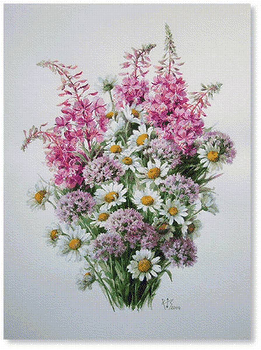 букет - лук, ива-чай, ромашки - предпросмотр