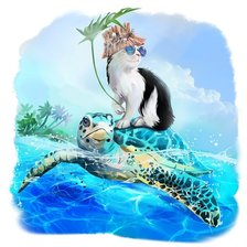 Схема вышивки «Кот и черепаха»