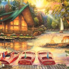 Схема вышивки «Домик в лесу»