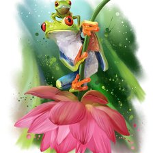 Схема вышивки «Лягушки на цветке»