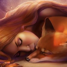 Схема вышивки «Девушка с лисой»