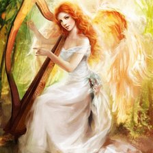 Схема вышивки «Ангел с арфой»