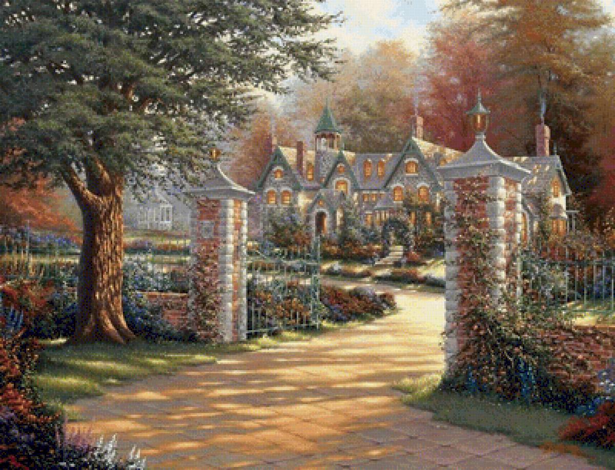 Усадьба - дом, усадьба, природа, цветы, пейзаж, сад, двор - предпросмотр