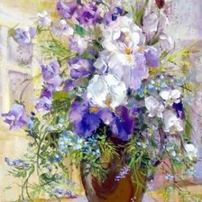 Схема вышивки «полевые цветы в вазе»