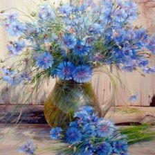 Схема вышивки «васильки в вазе»