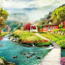 Схема вышивки «Домик у ручья»