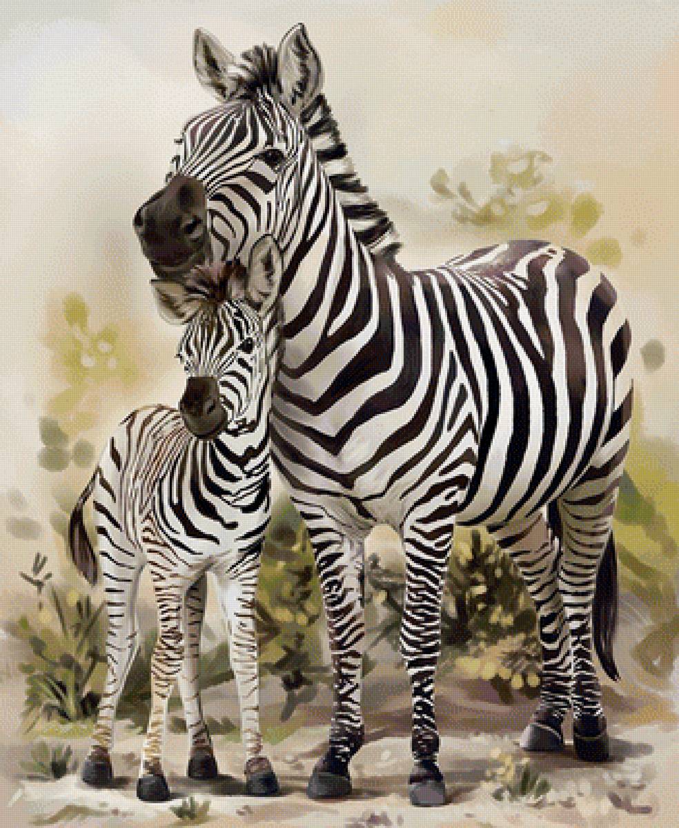 Зебры - животные, зебры, рисунок, зебра - предпросмотр