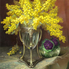 Схема вышивки «Натюрмотр с мимозой»