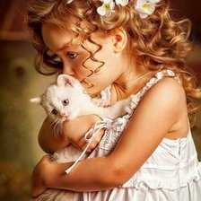 Схема вышивки «девочка с котенком»