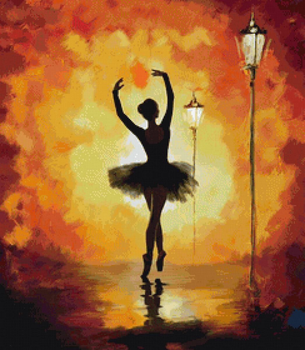 Ночная балерина - фонарь, ночь, балерина - предпросмотр