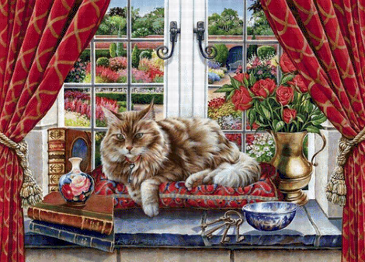 Кот на окне - животные, звери - предпросмотр