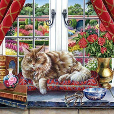 Схема вышивки «Кот на окне»