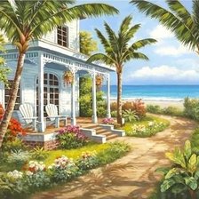 Схема вышивки «Дом у моря в другой цветовой гамме»