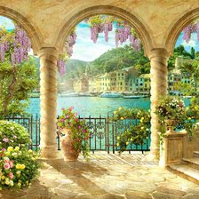 Схема вышивки «Город у моря»