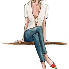 Схема вышивки «Скетч девушка»