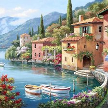 Схема вышивки «Городок у моря»