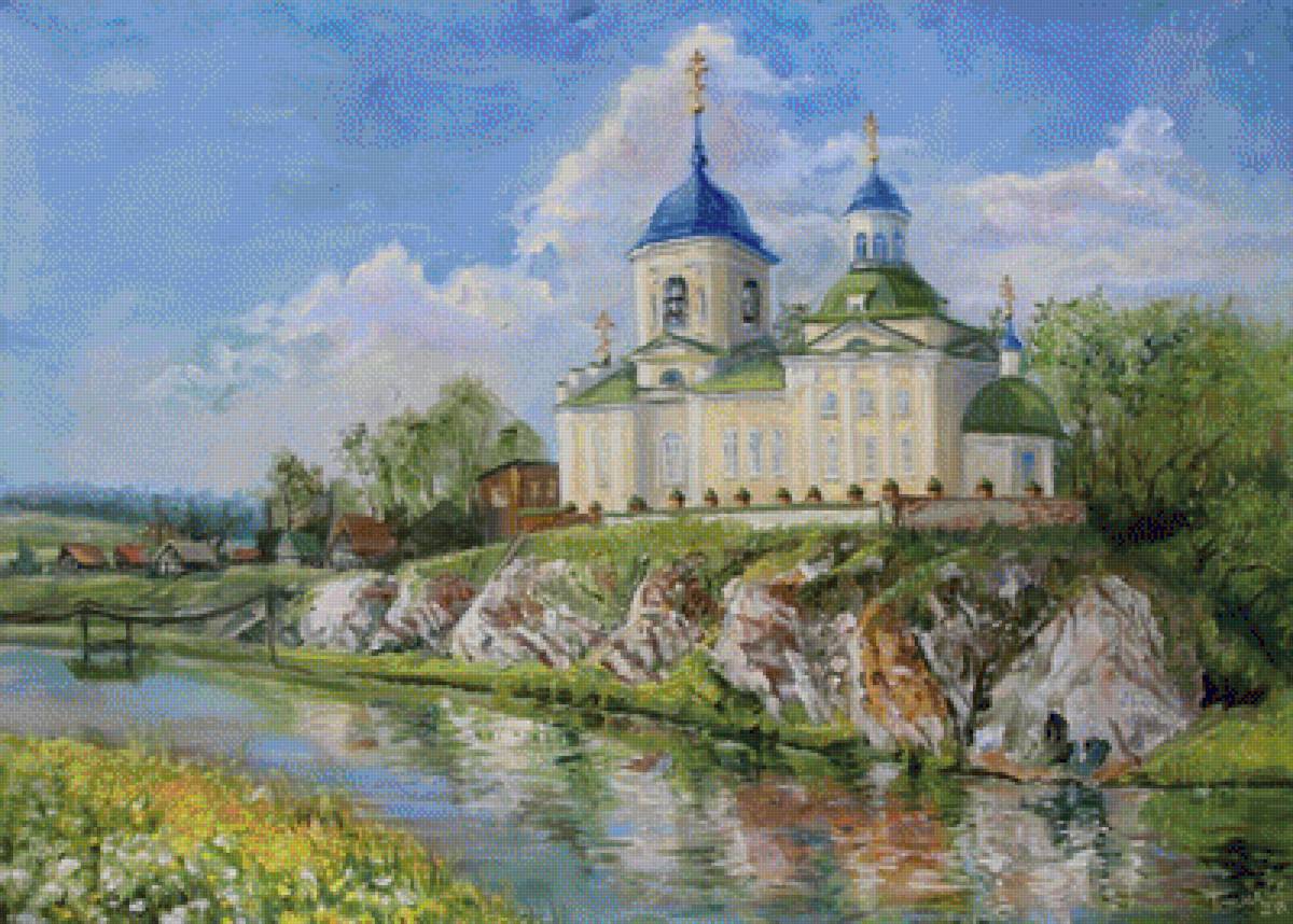 Храм надо рвом - овраг, храм - предпросмотр