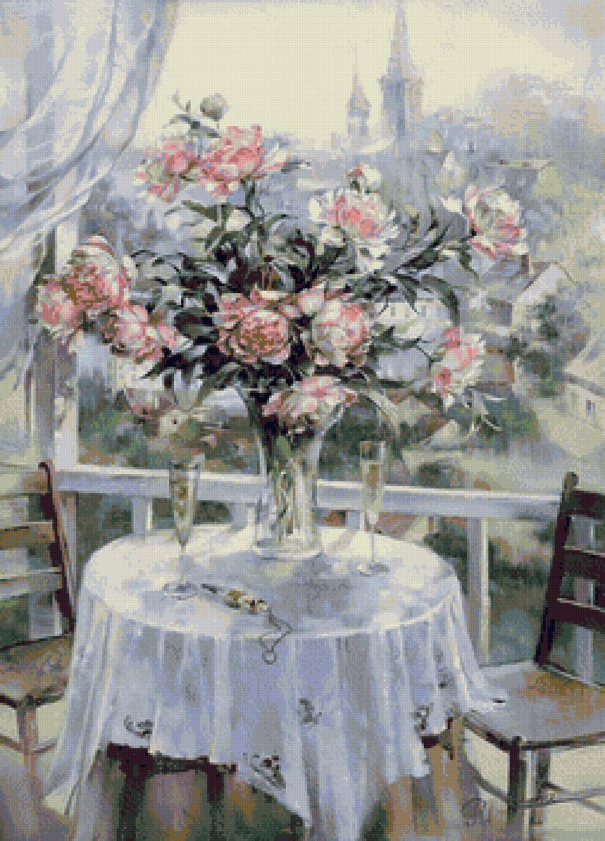 нежное утро - утро, букет, окно - предпросмотр