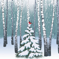 Схема вышивки «Елочки и снегирь»