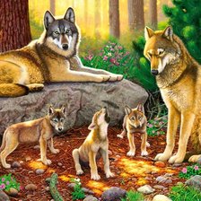 Схема вышивки «Семейство волков»