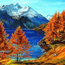 Схема вышивки «осень в горах»