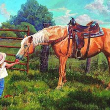 Схема вышивки «кормление лошади»