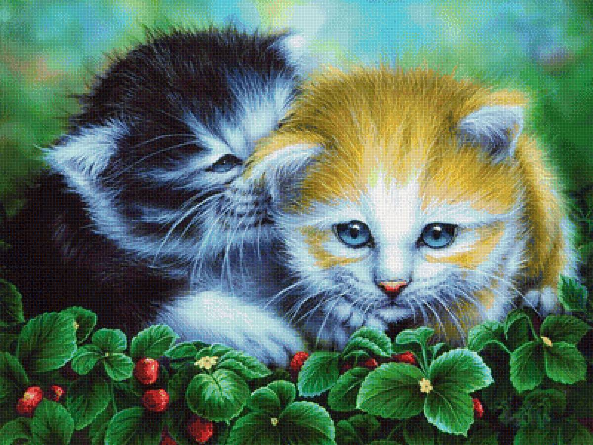 Котята - коты, рисунок, кот, котята, животные - предпросмотр