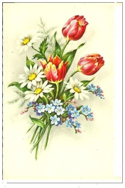 букетик - букет, тюльпаны, ромашки - оригинал