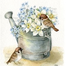 Схема вышивки «воробушки»