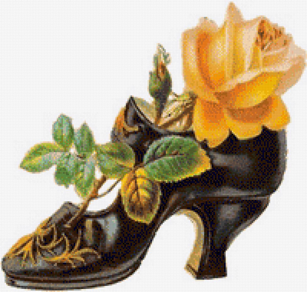 ЖЕЛТАЯ РОЗА В ТУФЕЛЬКЕ - розы - предпросмотр